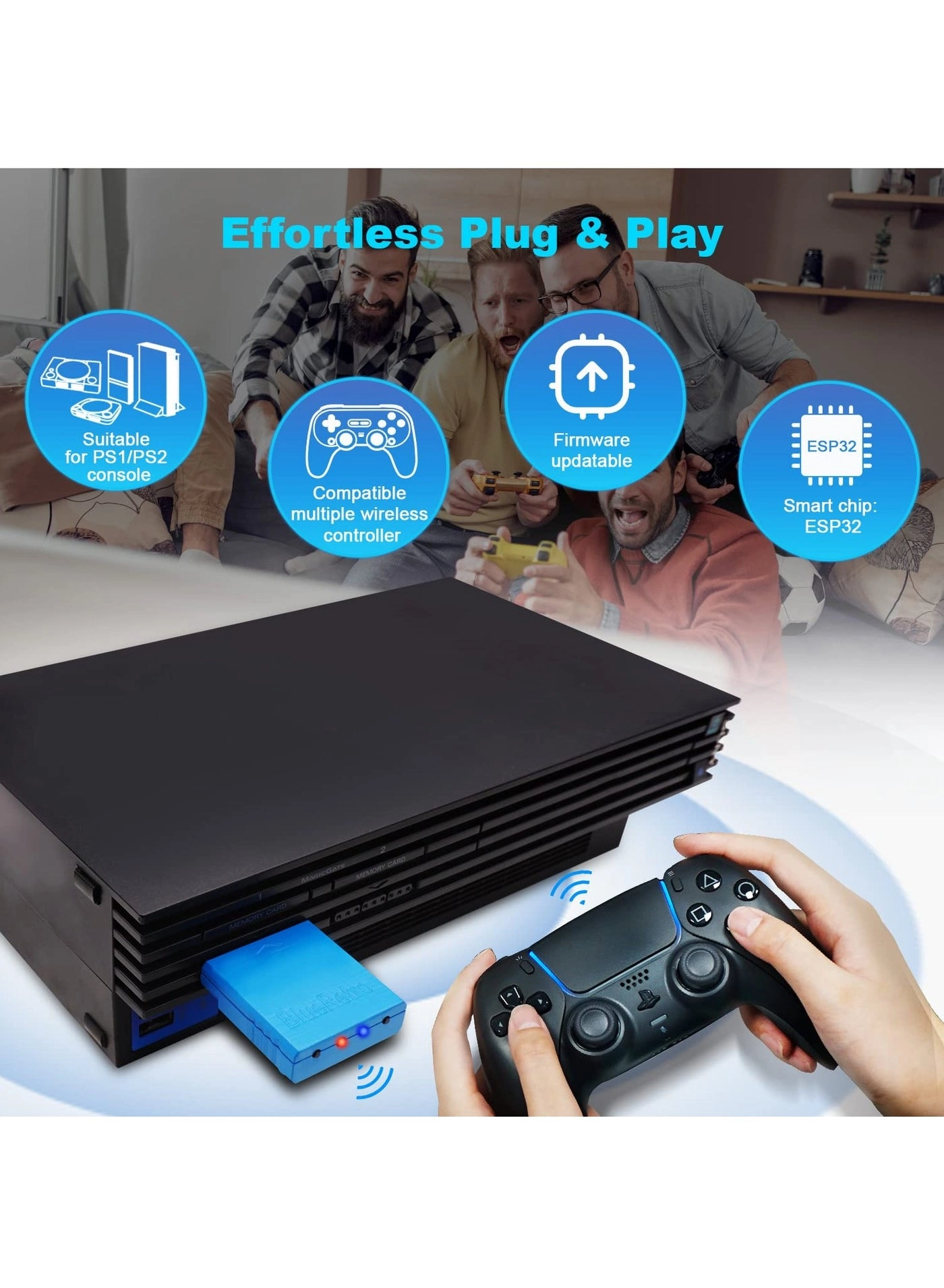 Wireless Controller Adapter - Wireless PS1/PS2 PS3 PS4 PS5 Xbox One S Series X/S Switch Pro