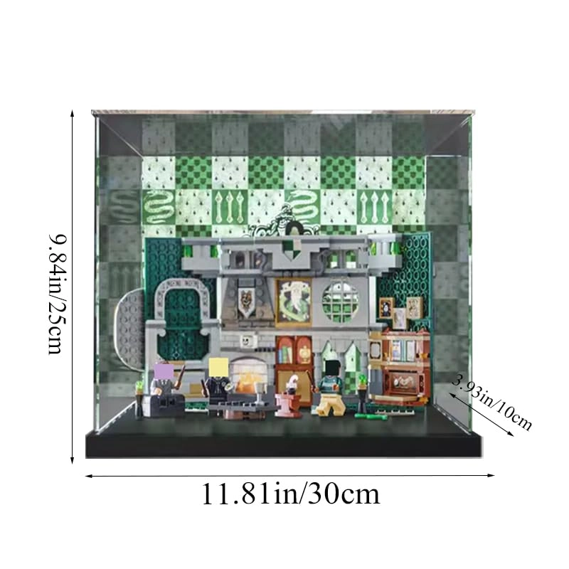 Clear Acrylic Display Case - 11.81x3.93x9.84in. Black Bottom+background