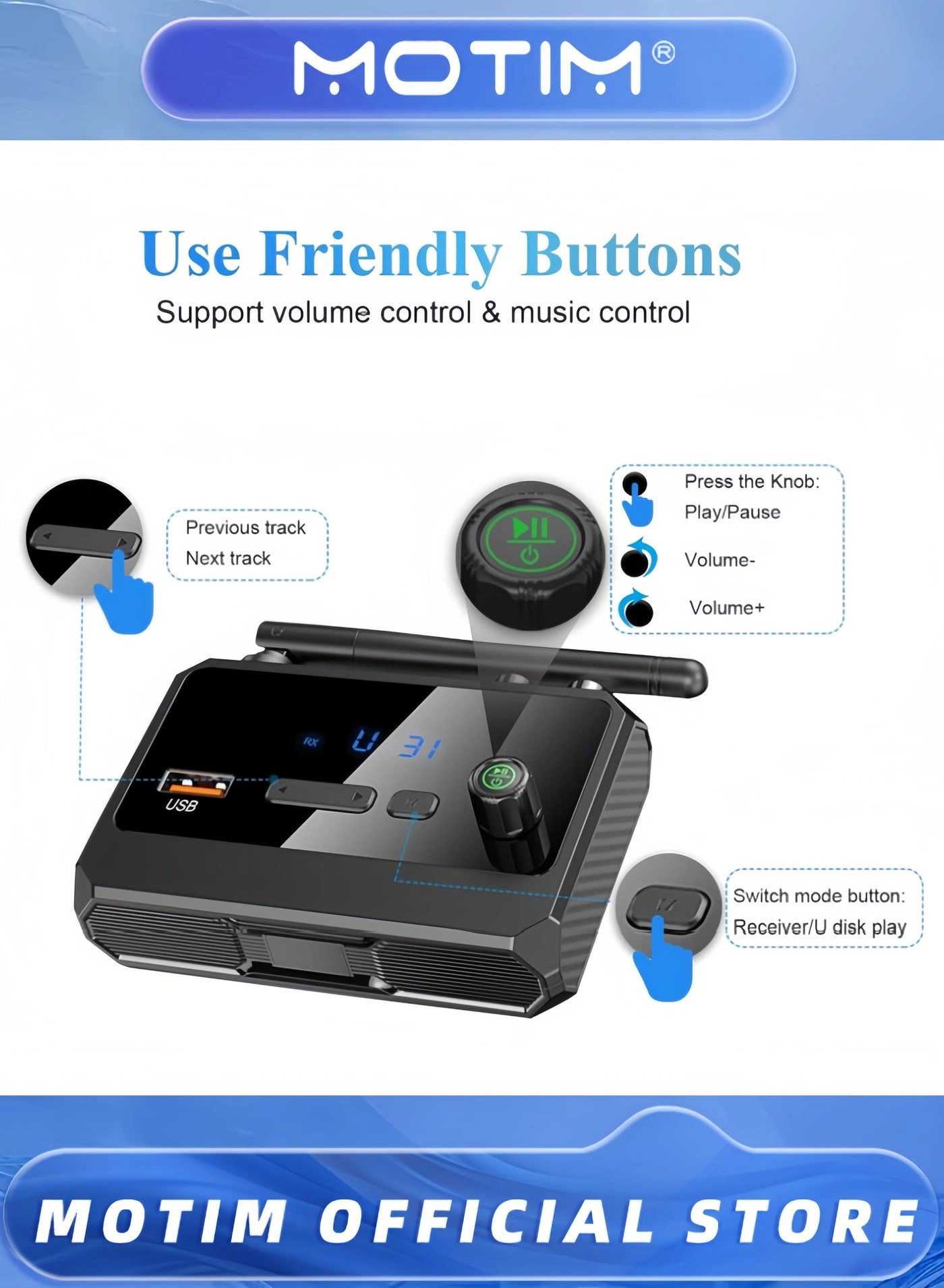 Bluetooth Receiver Adapter - 5.3 AUX/USB
