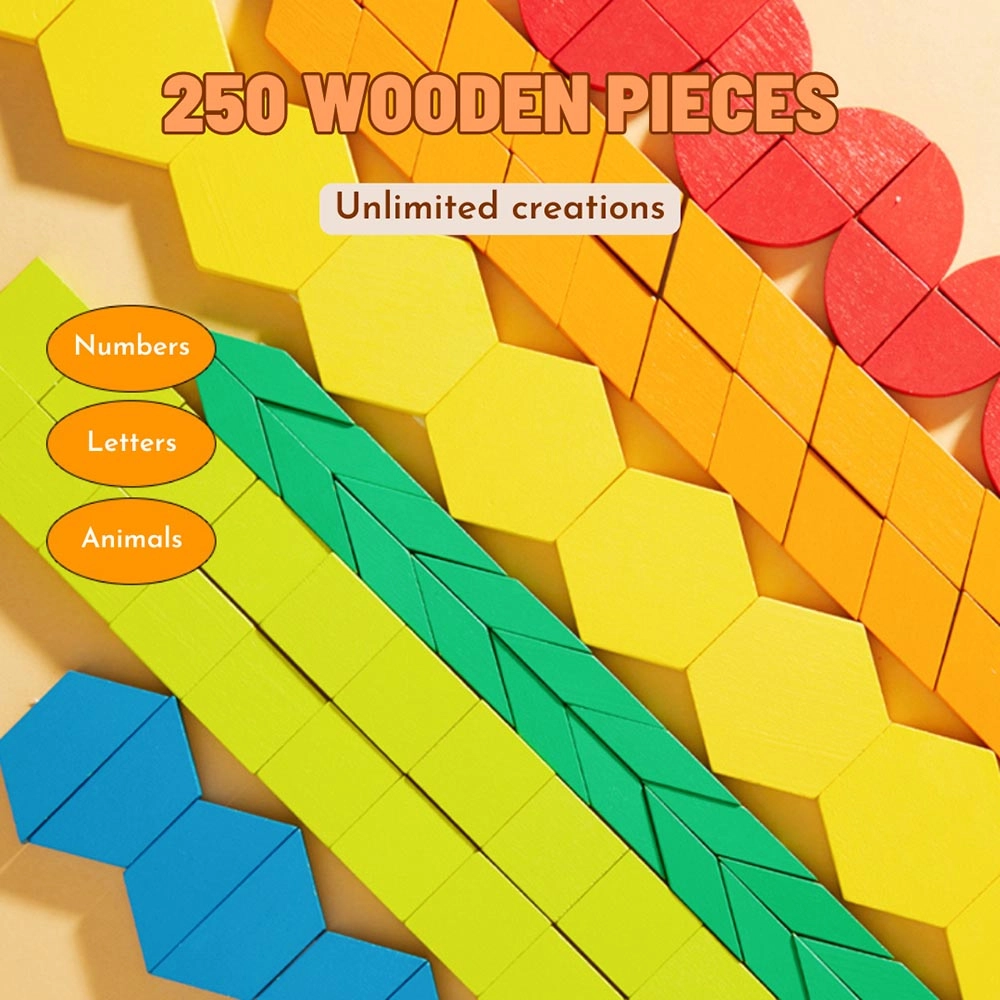 Magnetic Wooden Geometry Blocks - 250pcs