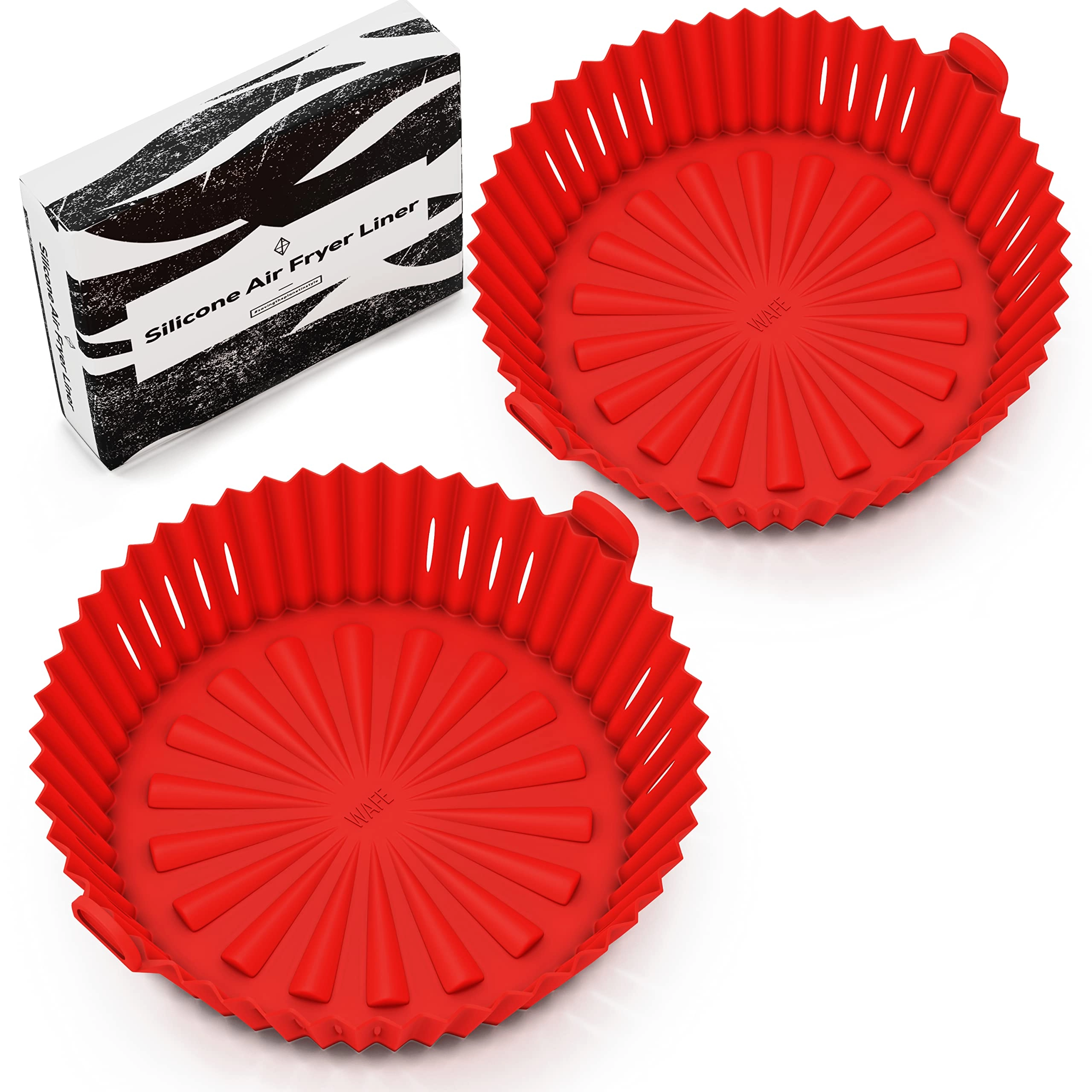WAFE Reusable Silicone Air Fryer Liner - 6.7 Inches Red 2 Pack