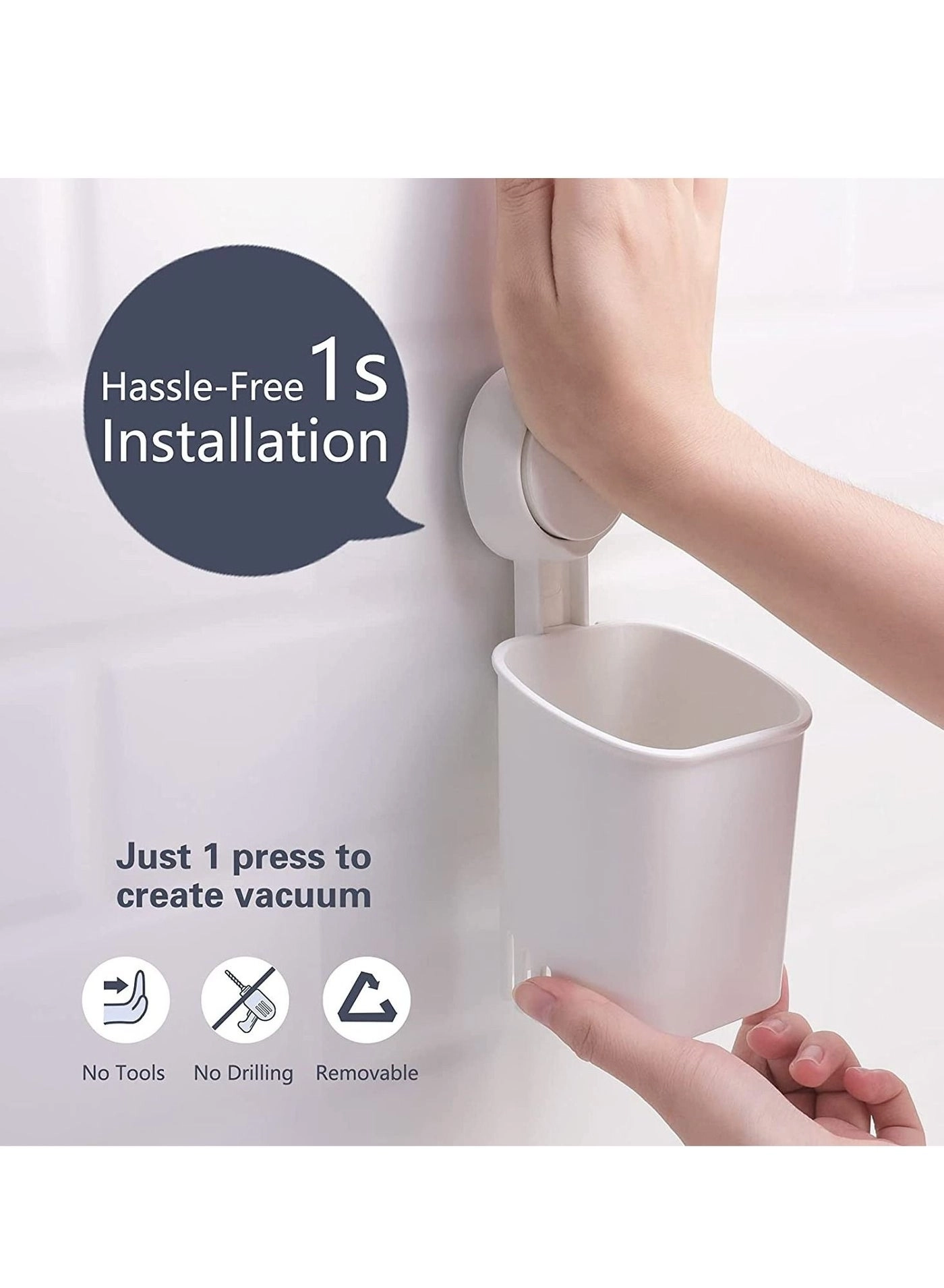 Suction Cup Toothbrush Holder - Drill-Free Wall Mounted Waterproof