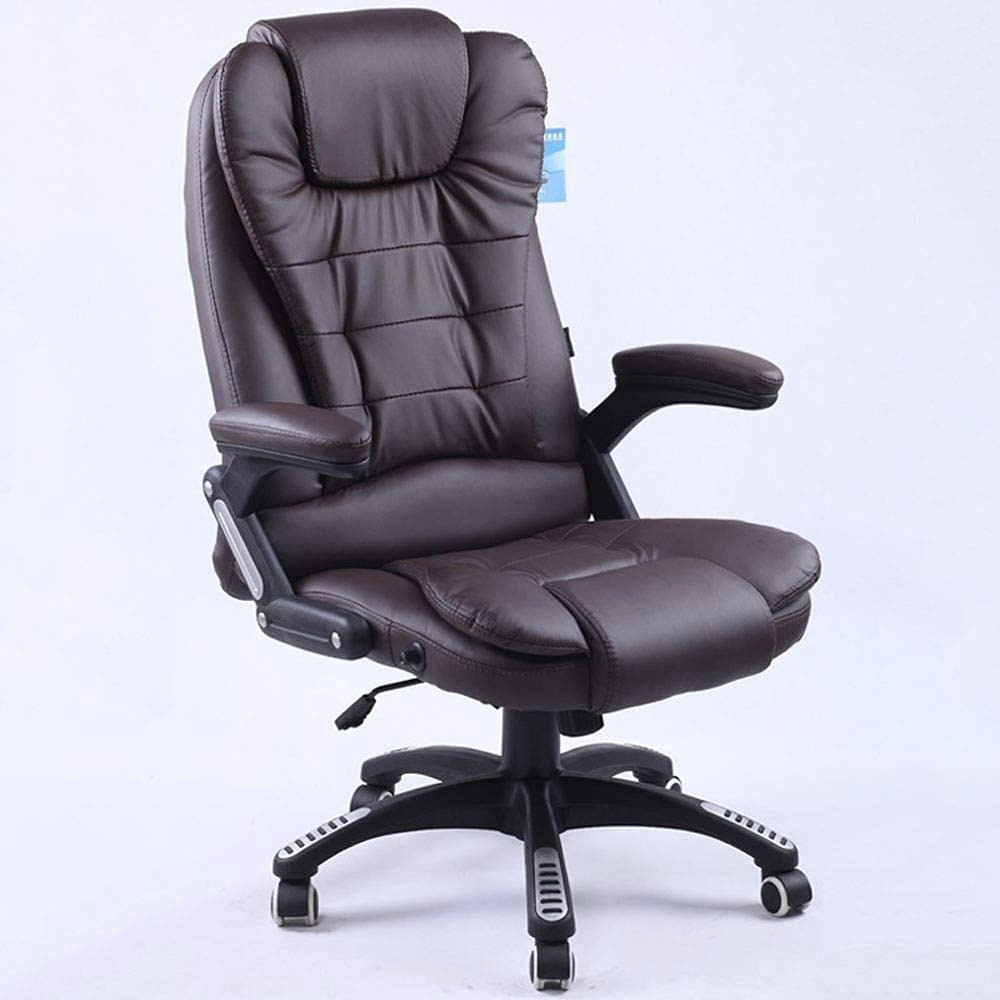 Desk Chair - PU Leather Brown High Back