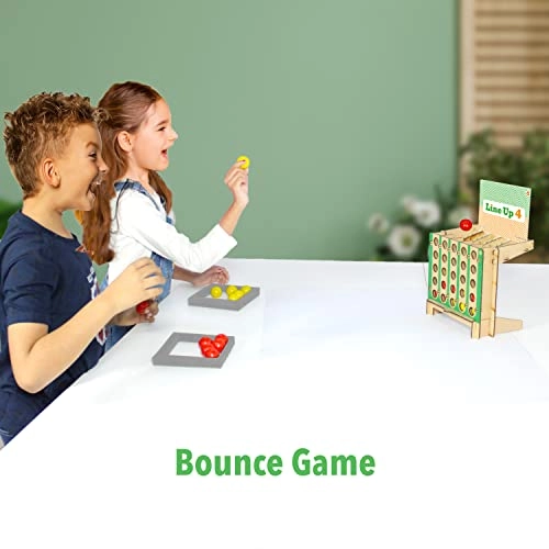 Diy Lineup 4 In A Row - Bounce Balls Shots Game 2 Mini Catapult Shooters