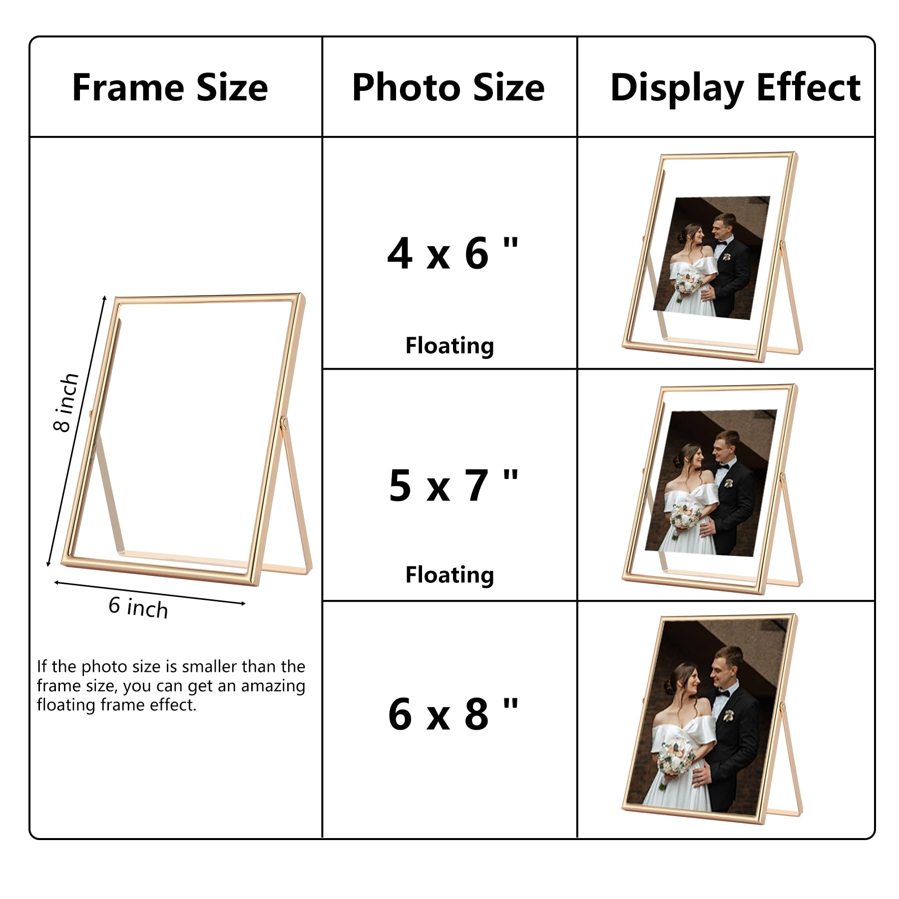 Floating Photo Frame - 6x8'' Set
