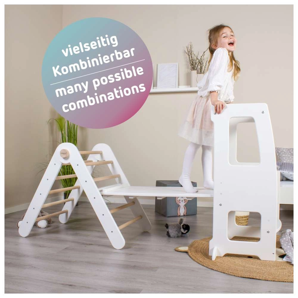 Littlefoot Climbing Ladder & Slide - 2-In-1 Natural Varnished