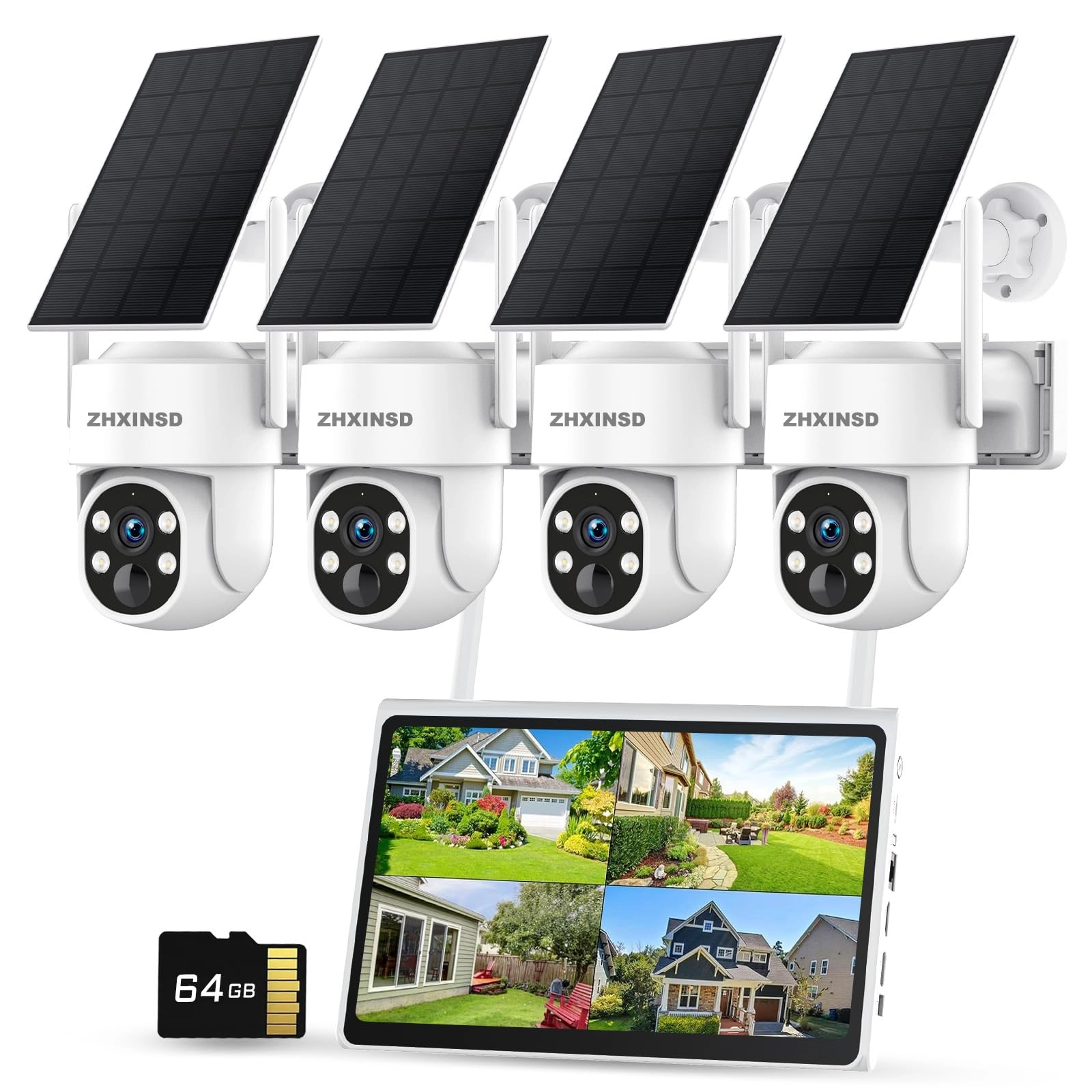 ZHXINSD Solar Powered Security Camera System 2K