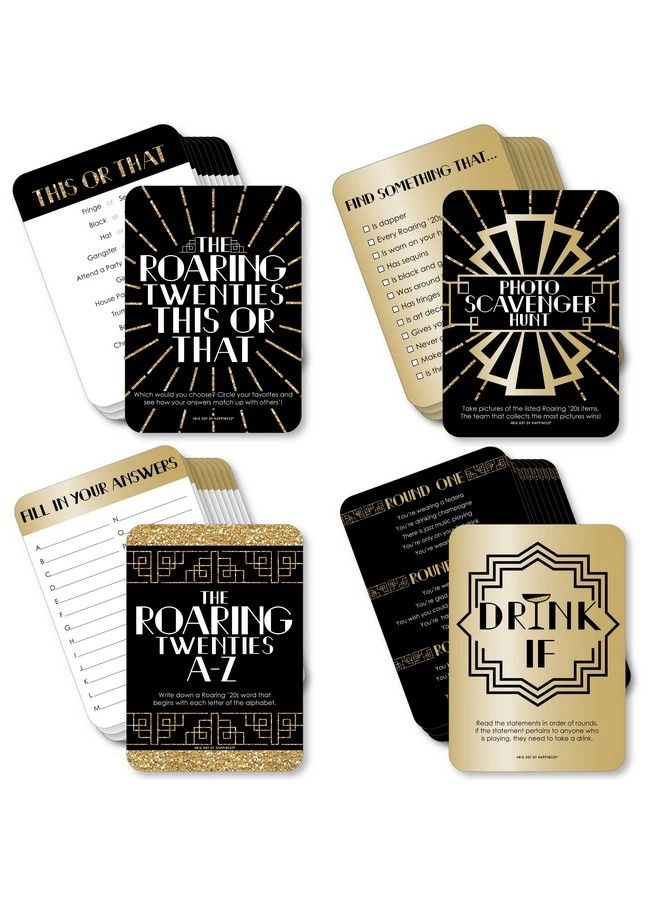 Roaring 20’s 4 1920S Art Deco Jazz Party Games - 10 Cards Each Bundle
