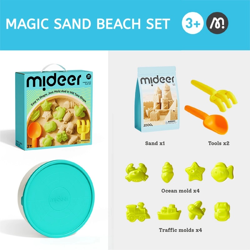 Magic Sand Beach Toy Set - 1kg 8 molds 2 tools