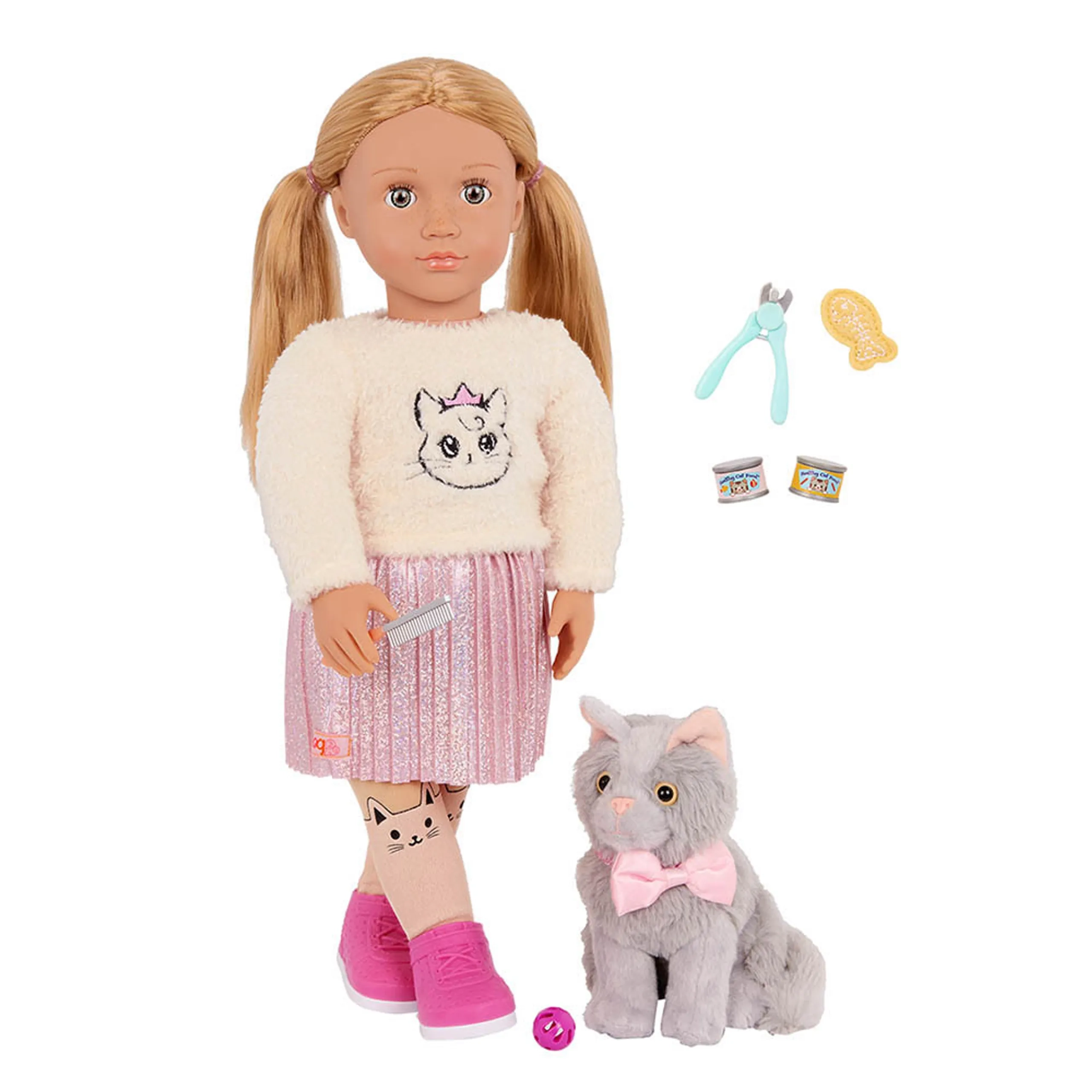 Our Generation Sheela And Sammy Doll - Pet Kitten Playset 18 Inch Ages 3+