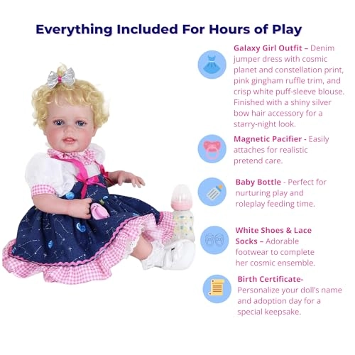 Galaxia Girl Toddler Doll - 21 inch Vinyl Rooted Blond Hair Blue Eyes Ages 14+