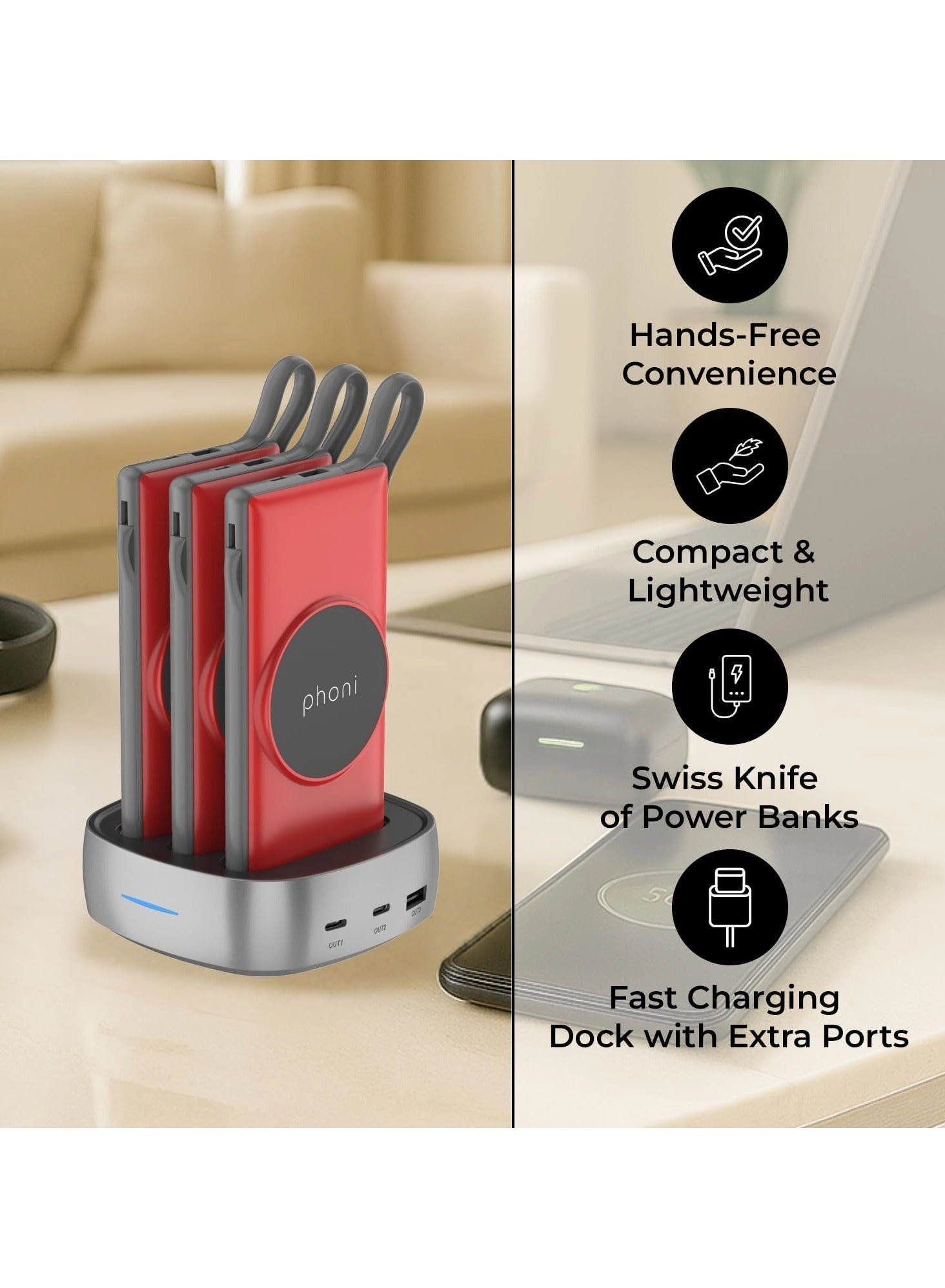 3 in 1 Magnetic Magsafe - 10000mAh 18W Fast-Charging Wireless charging