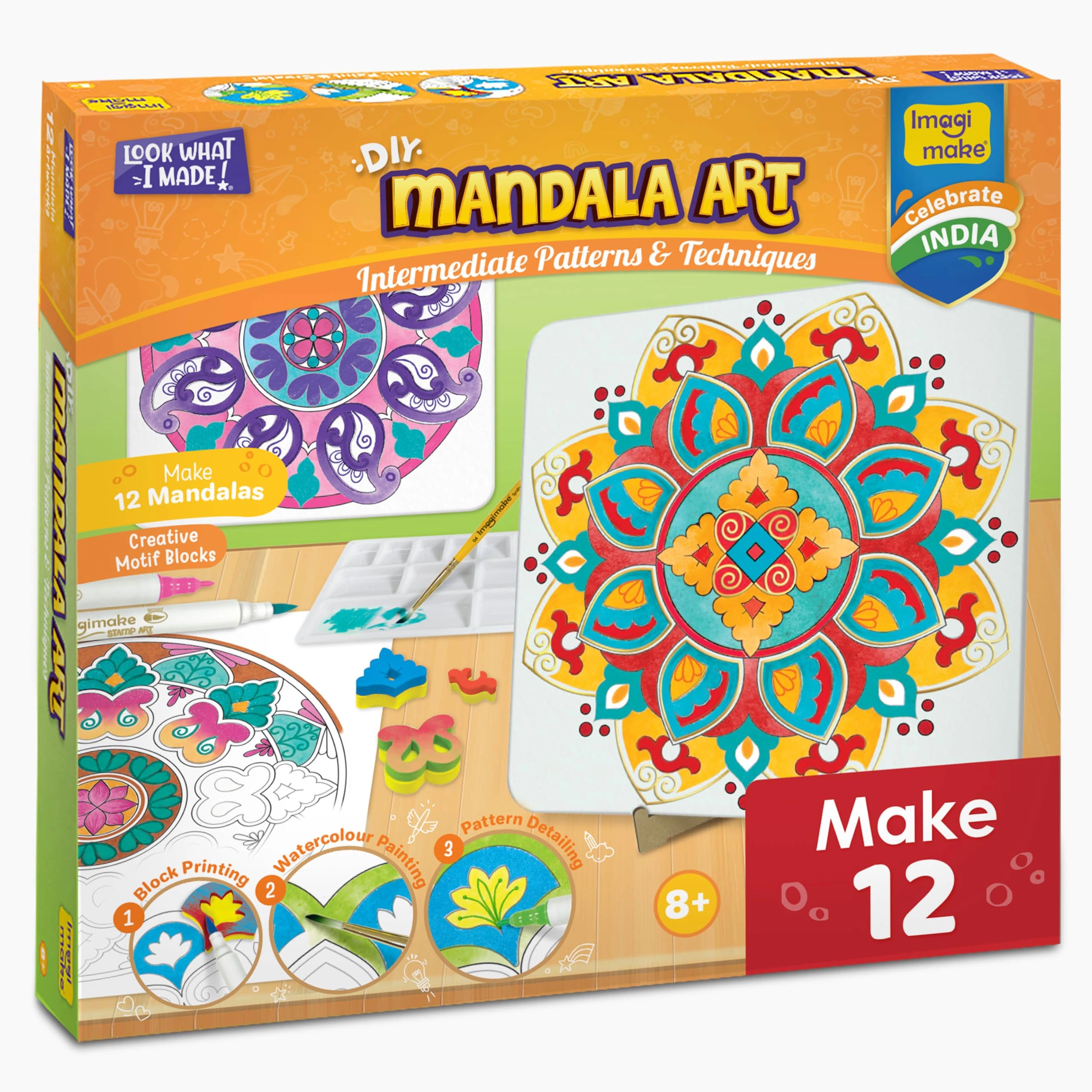 Imagimake Play Solutions Pvt Ltd, SurveyNo.371/A/3-4&5,GalaNo.02-03,101-03,202-03LotusIndustrial Park,Vasai Palghar,Maharashtra,401208 Mandala Art Kit - 12 piece(s) 10 dual-tip watercolor brush pens