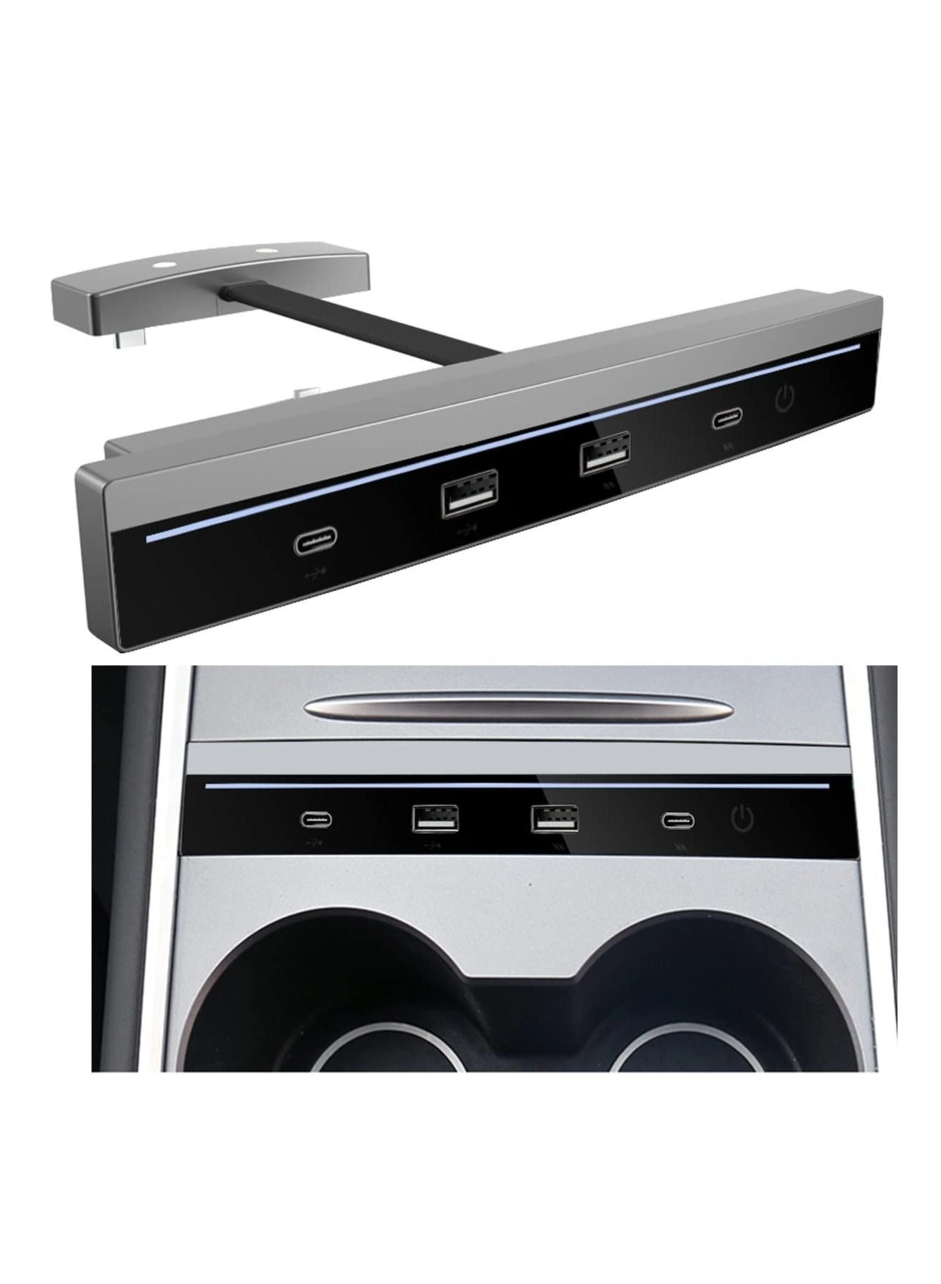 4-in-1 USB LED Hub Docking Station - type-A type-C Model 3/Y