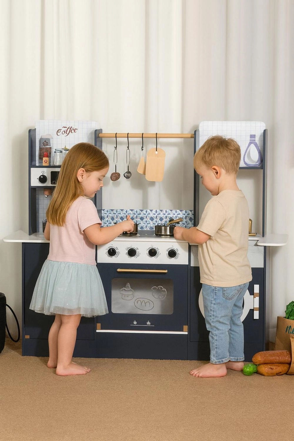 Kids Wooden Kitchen Playset - 10+ pcs (5551007-MSN24015)