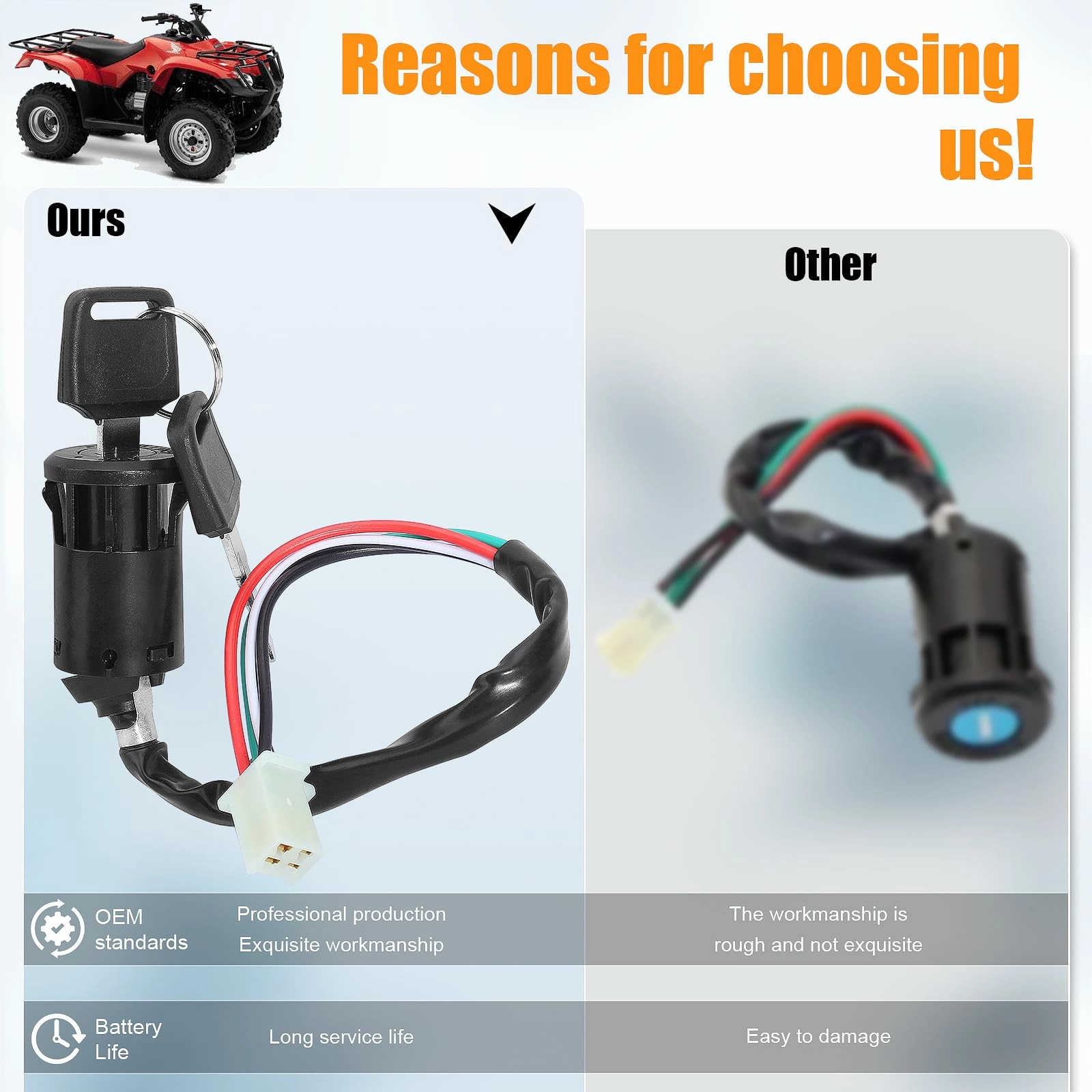 Ignition Key Switch - 4 Pin Plug-In Mount