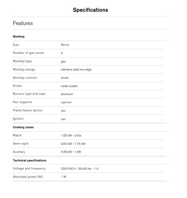 Modern Series P604MODX Gas hob