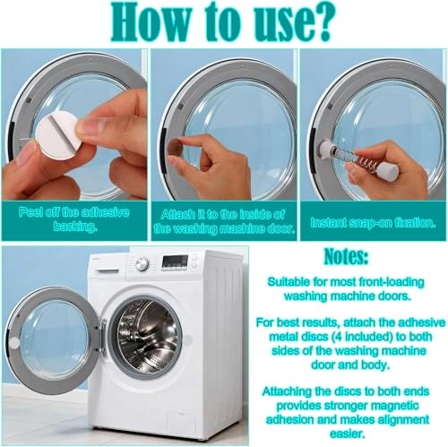 Front Load Washer Magnetic Door Prop - 2pcs 4 Adhesive Metal Disks