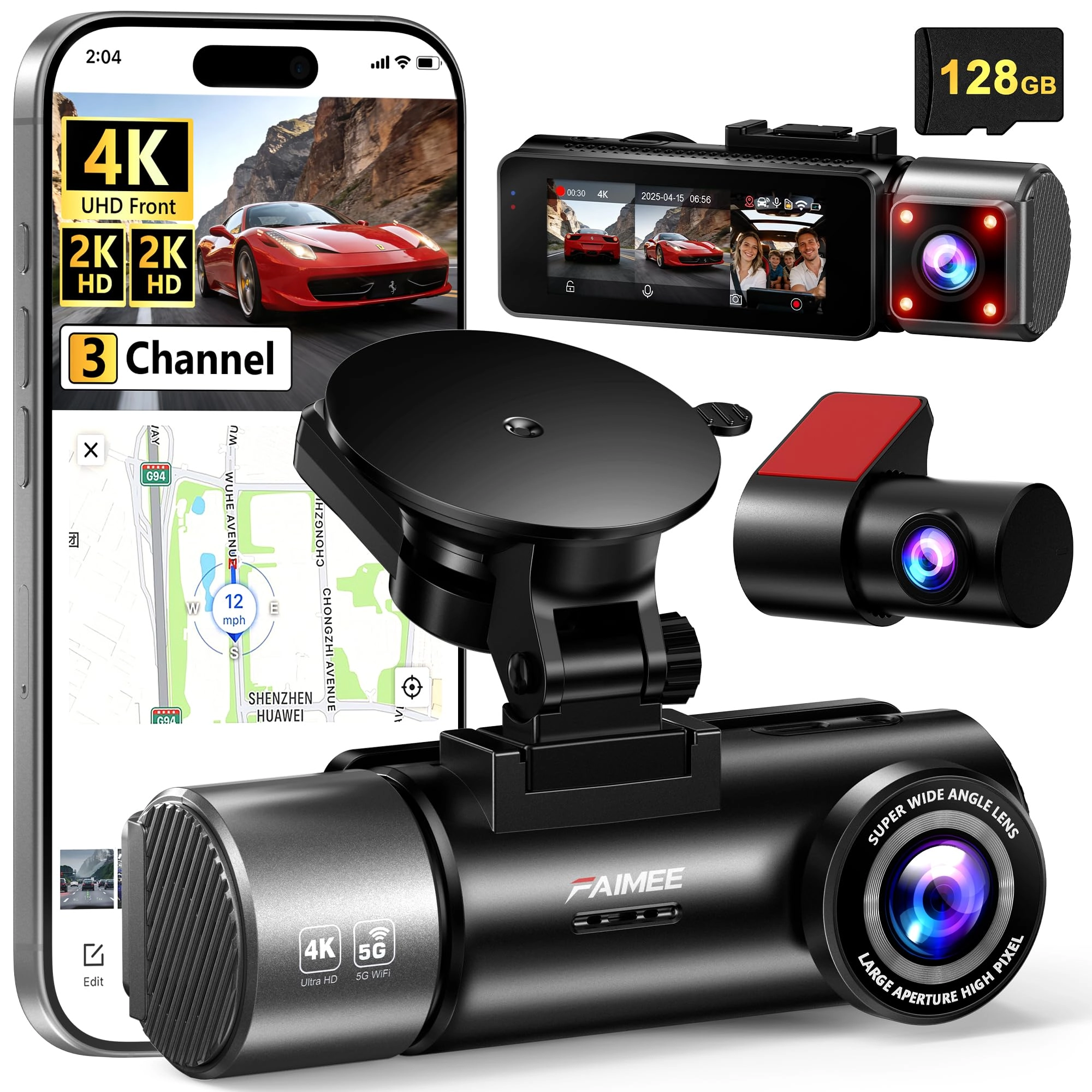 FAIMEE 3 Channel Dash Cam - 4K 25FPS