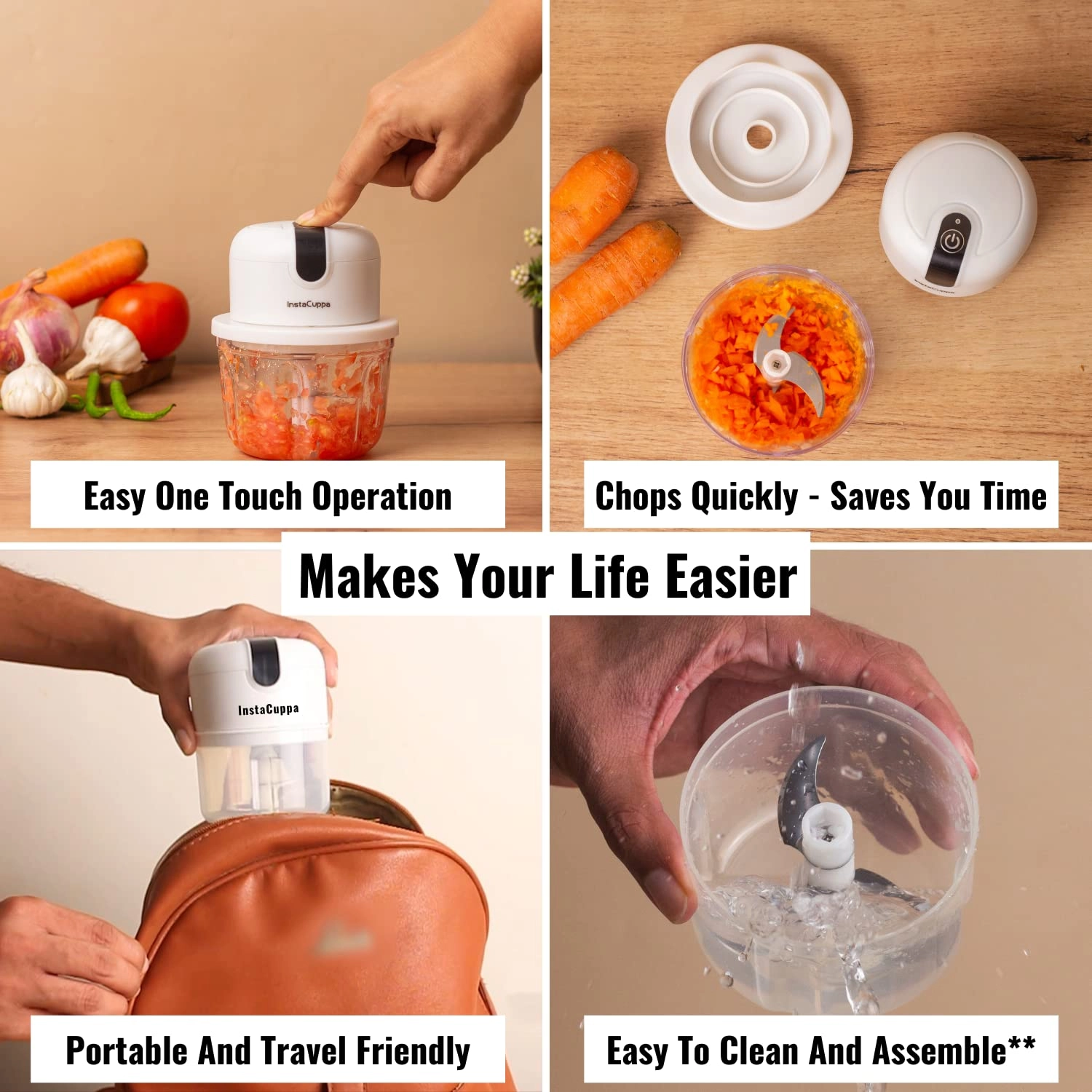 Mini Electric Chopper - 0.35 Liters Battery Powered