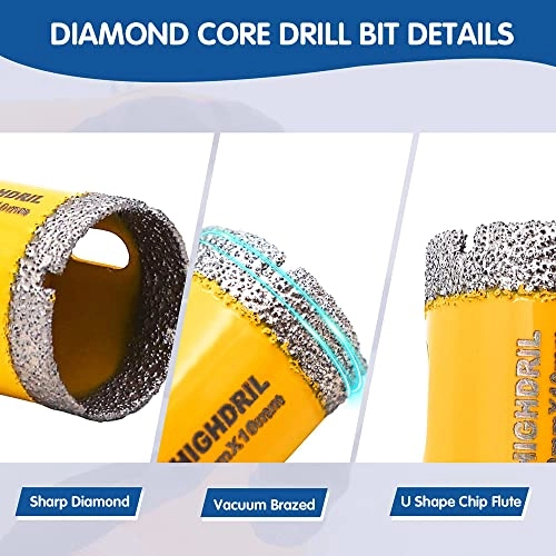 Dry Diamond Core Drill Bit - 35mm Concrete Granite Marble Glass Porcelain Tile Masonry Brick