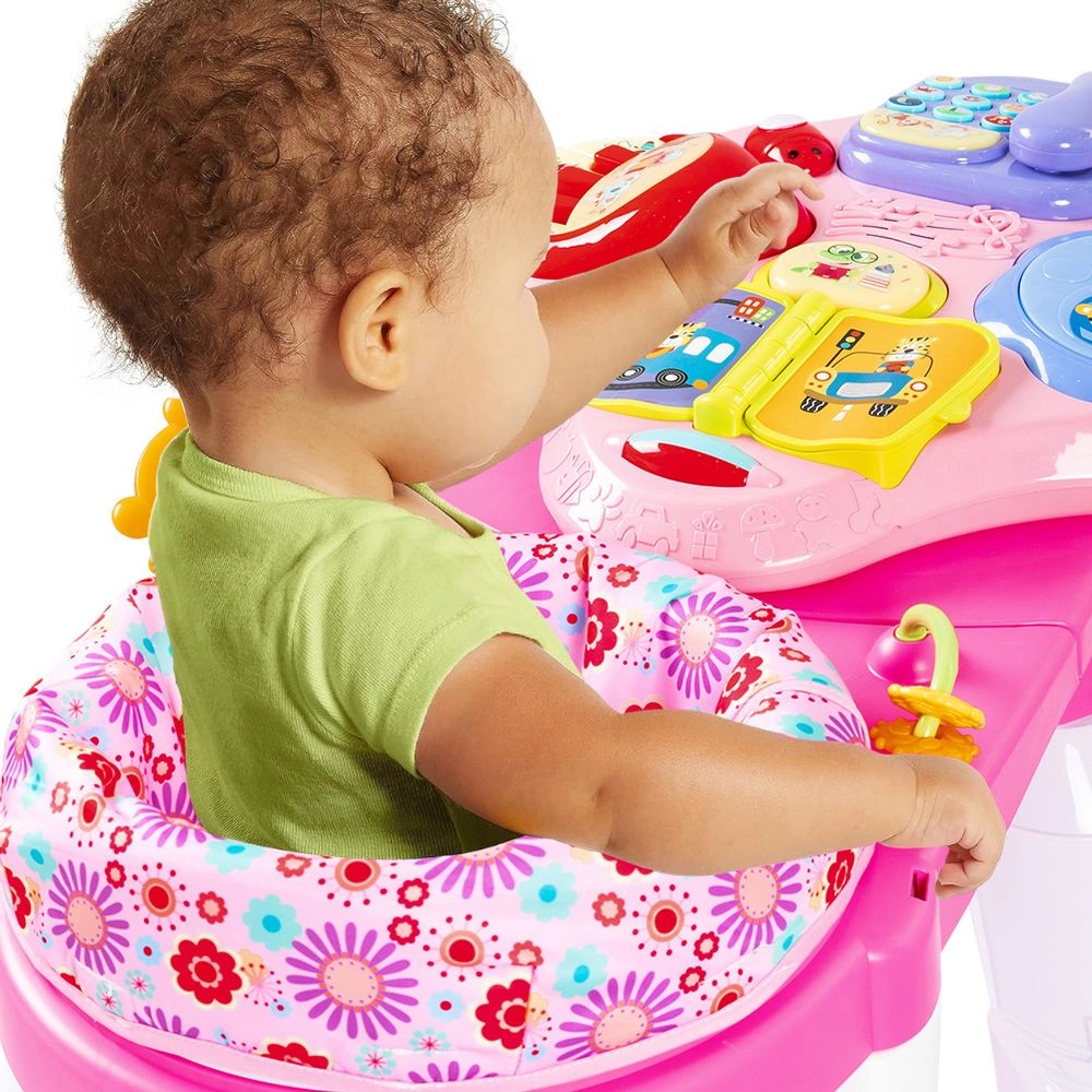 3-In-1 Baby Walker Rotating Chair & Table Playset - Pink Suitable for 6 months and above
