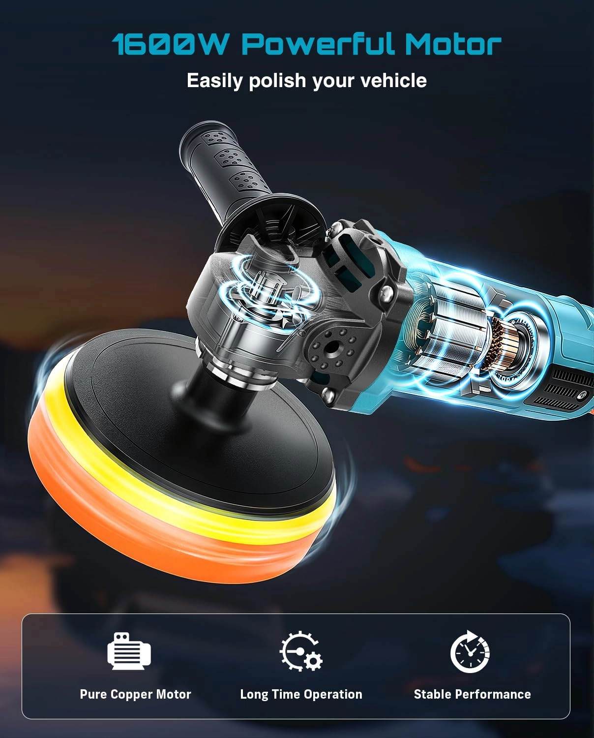 Car Buffer Polisher - 1600W 7"/6"