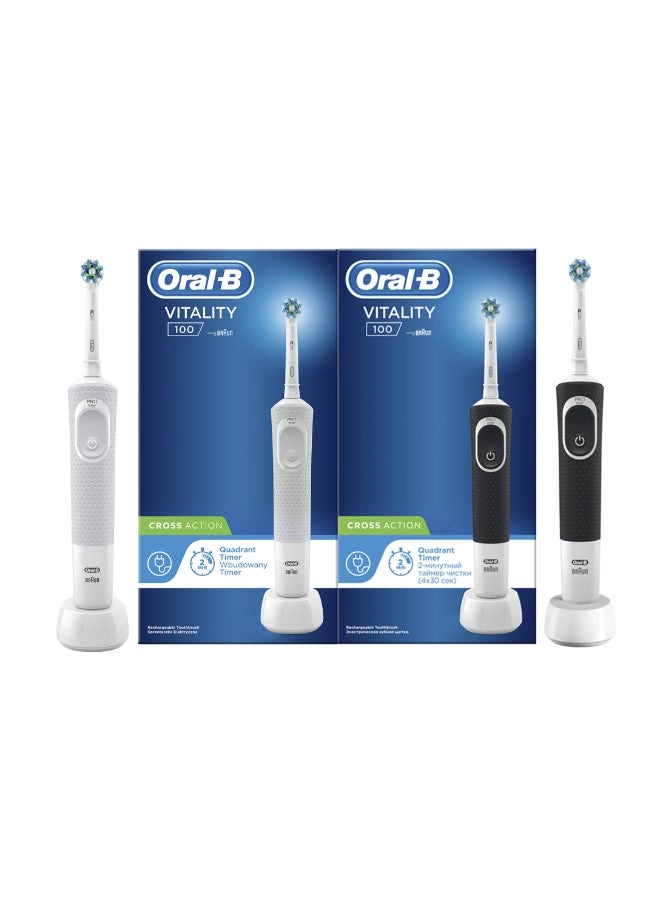 Oral-B Vitality D100 - Black/White Rechargeable Bundle