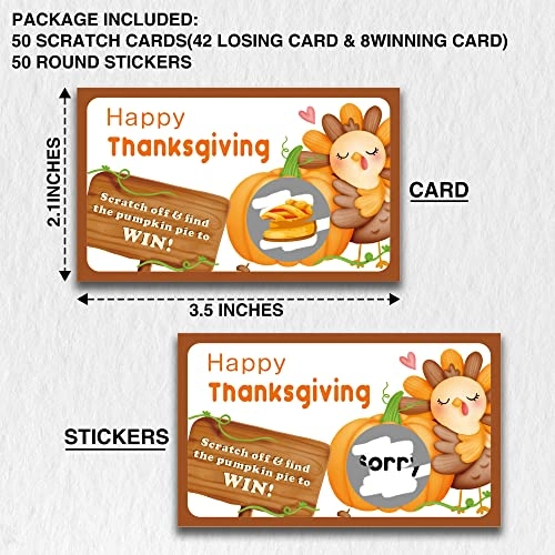 Happy Thanksgiving Scratch Off Game Cards - 50 pieces