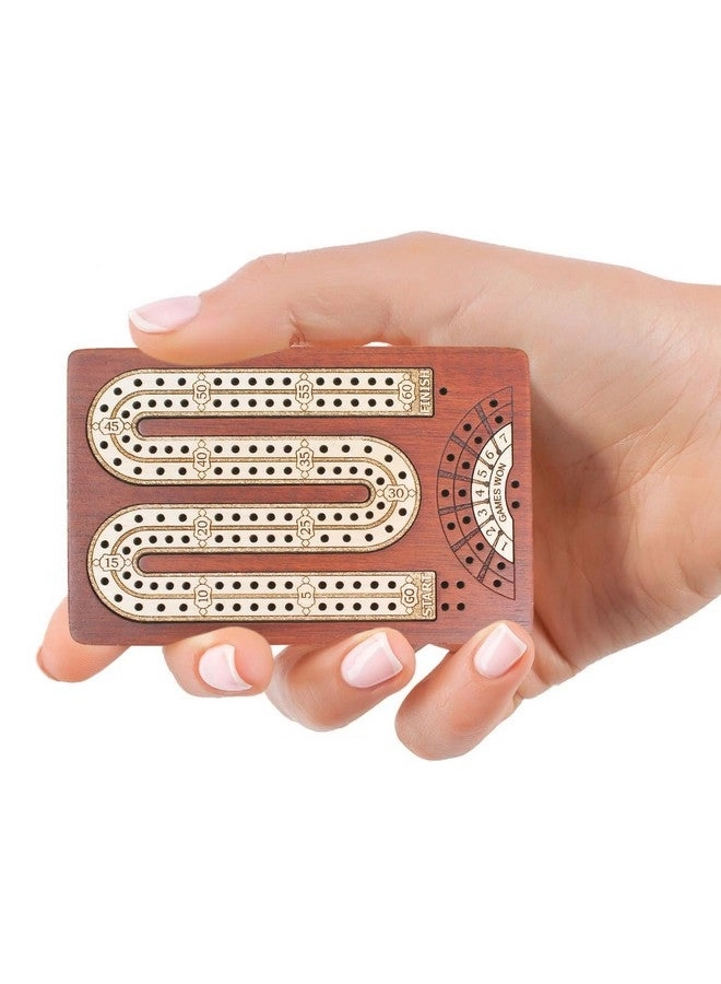 2 Track Cribbage Board - Wooden Travel Pocket Size