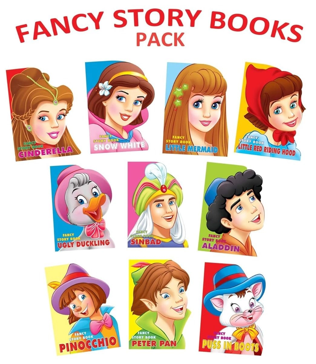Fancy Story - Cinderella, Snow White, Little Mermaid, Little Red Riding Hood, Ugly Duckling, Sinbad, Aladdin, Pinocchio, Peter Pan, Puss in Boots Board Book - 3 years+