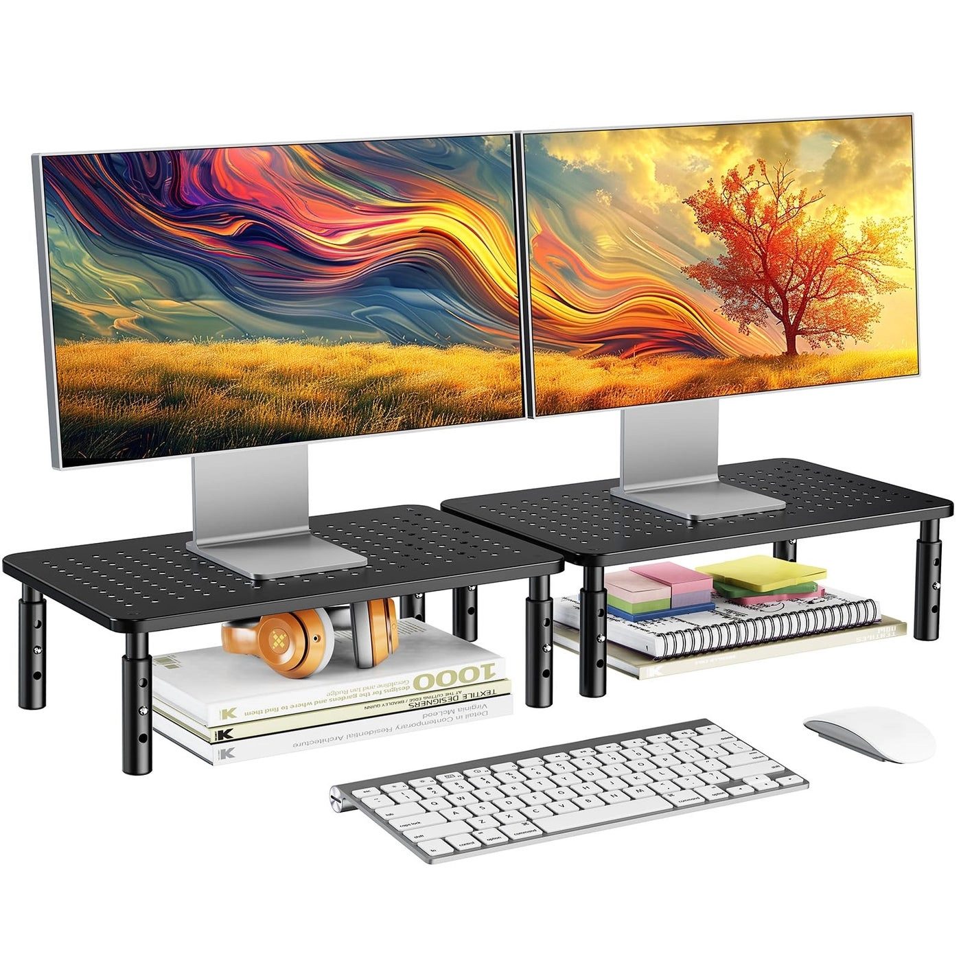 HUANUO Monitor Stand - Height Adjustable 2 Monitors Pack