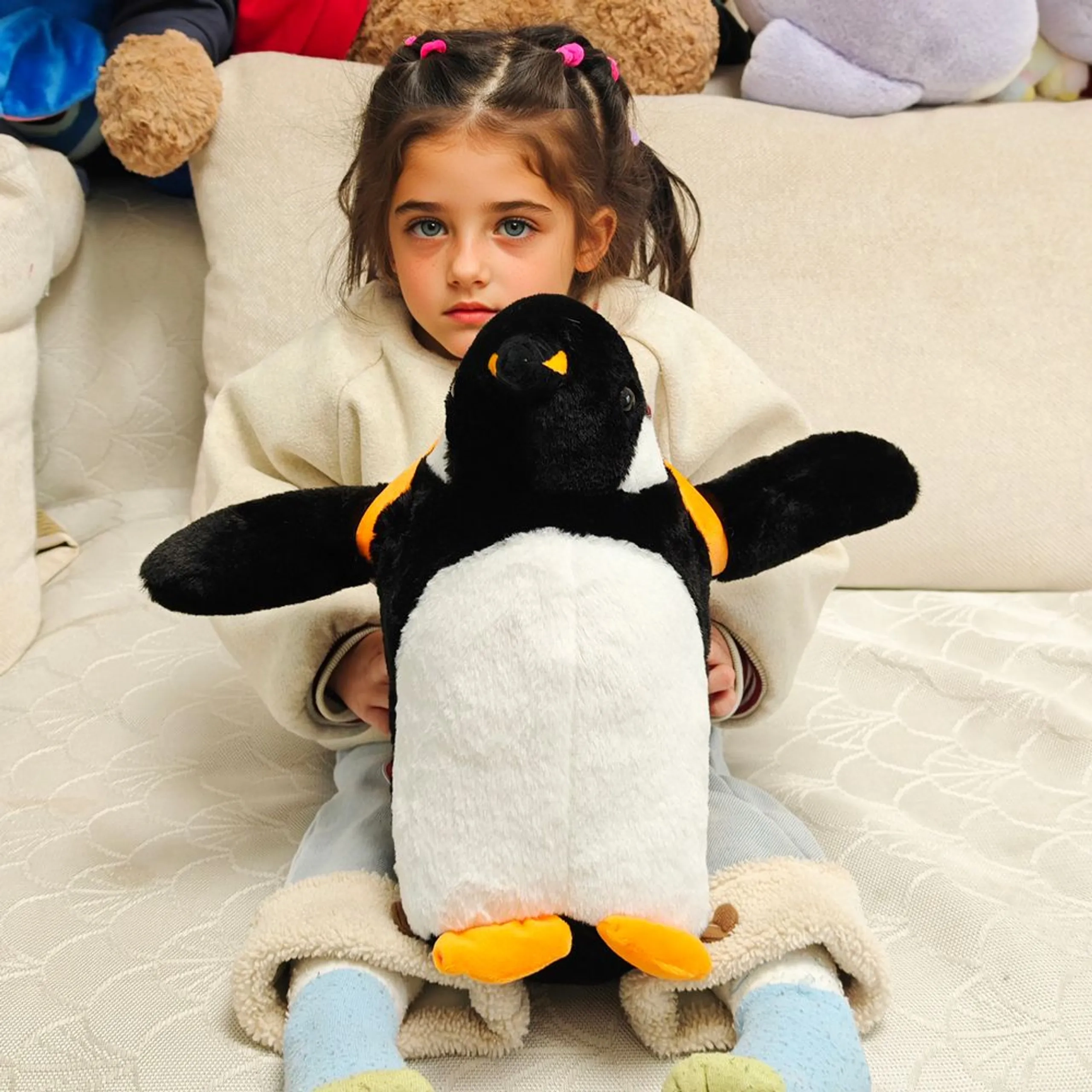 Penguin With Blue Fish 30 cm Plush