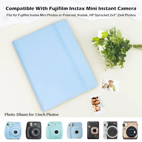 400 Pockets Photo Album - Compatible with Instax Mini Light Blue