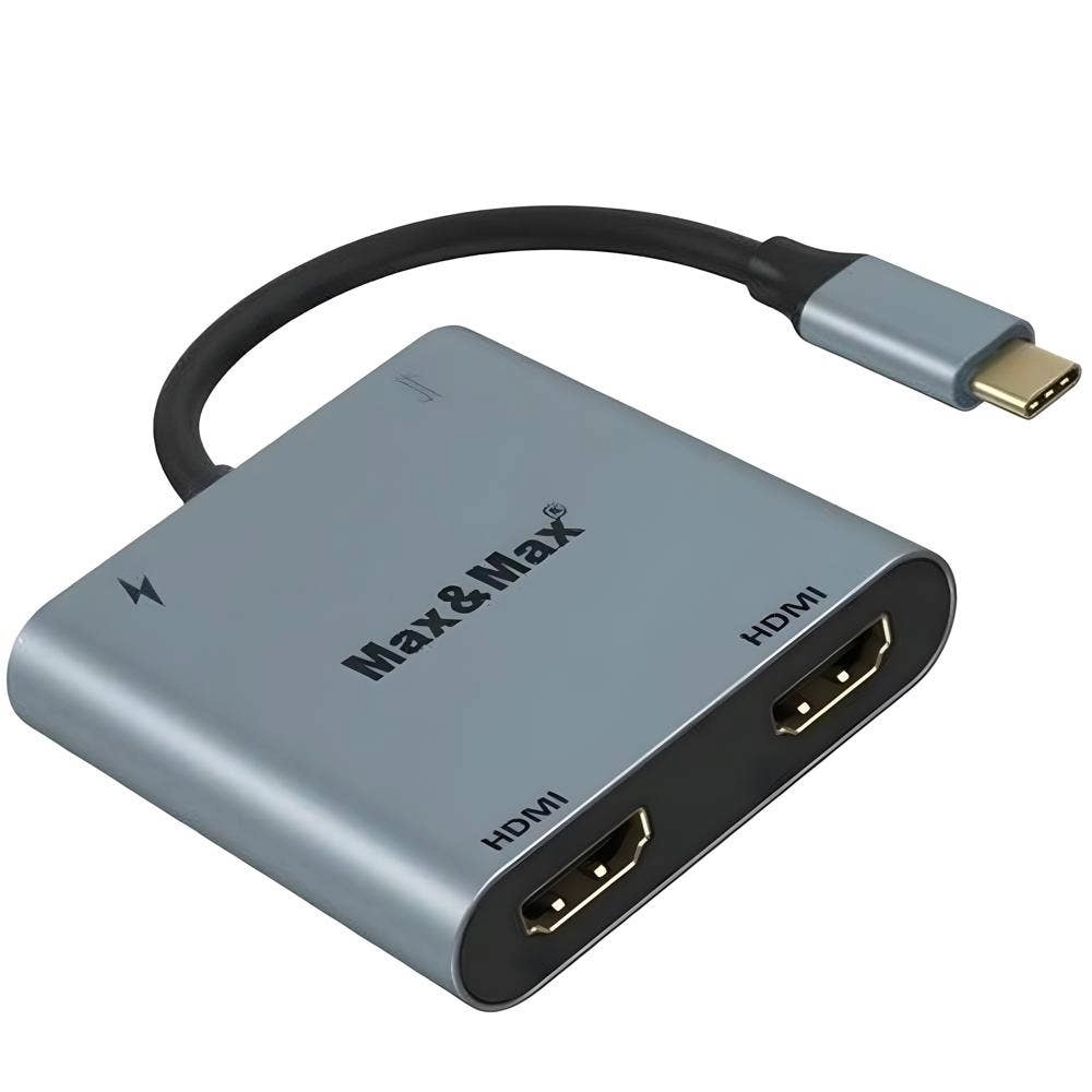 Mobogenie 4 In 1 USB-C Hub Dual HDMI Prt - Silver