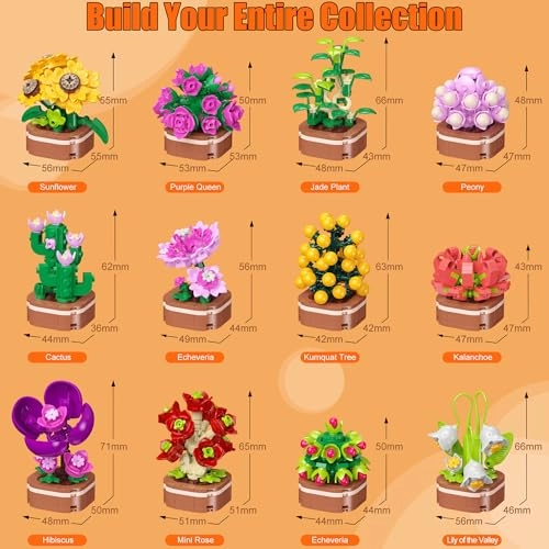 Flower Succulent Building Blocks Set - 1001 pcs Botanical