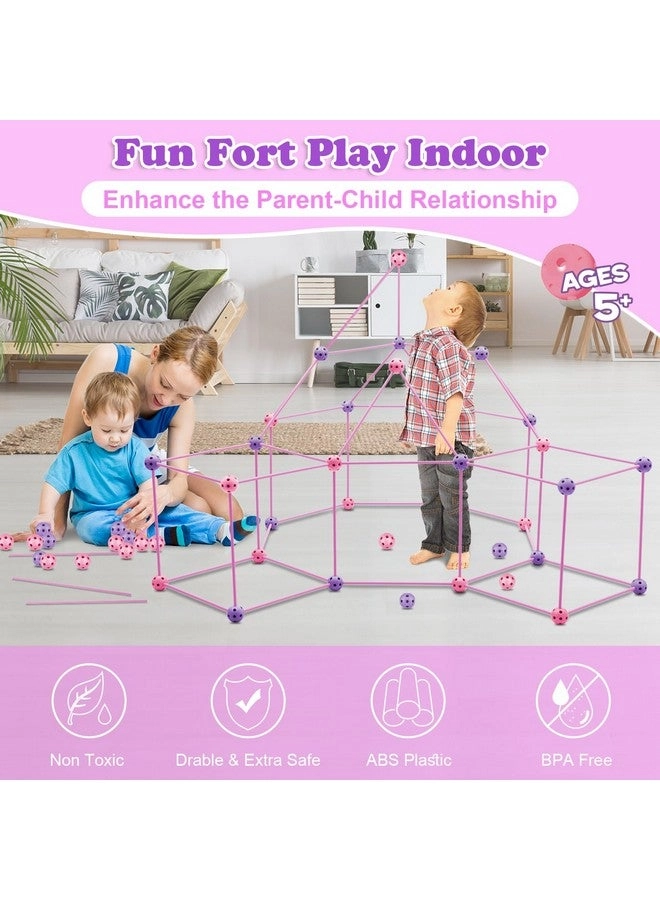 Kids Fort Building Kit - STEM Indoor Outdoor Purple+Pink