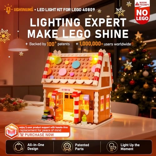 LED Light Set for Lego 40809 Holiday Gingerbread House - Easy Installation Hidden Wiring