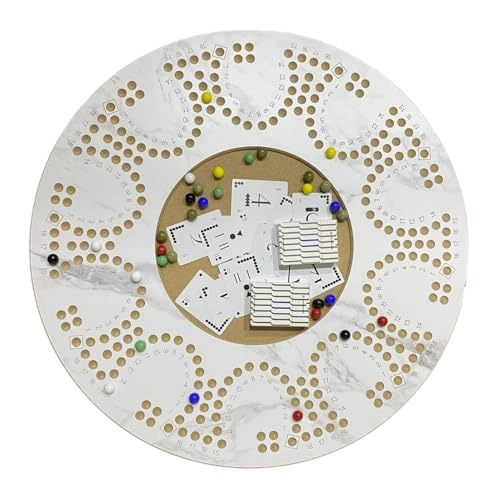 Marble-Style Double-Sided Game Board - 8-10 players coloured marbles playing cards