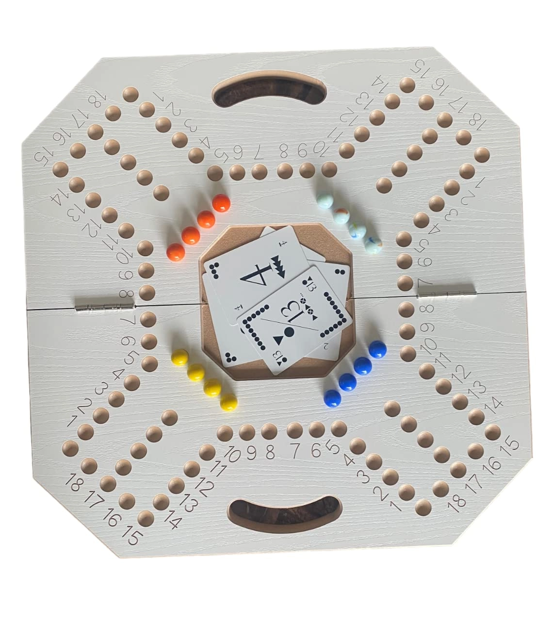 wahoo - Wooden 16 Colored Glass Marbles