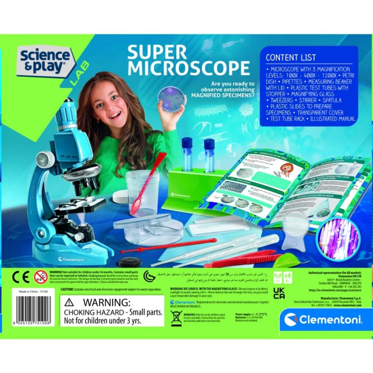 Super Microscope 3 Magni Level - 1200x 50 experiments 8 years+