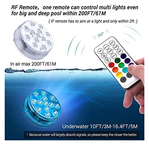 Underwater Submersible LED Lights - 13 LEDs IP68 USB Rechargeable