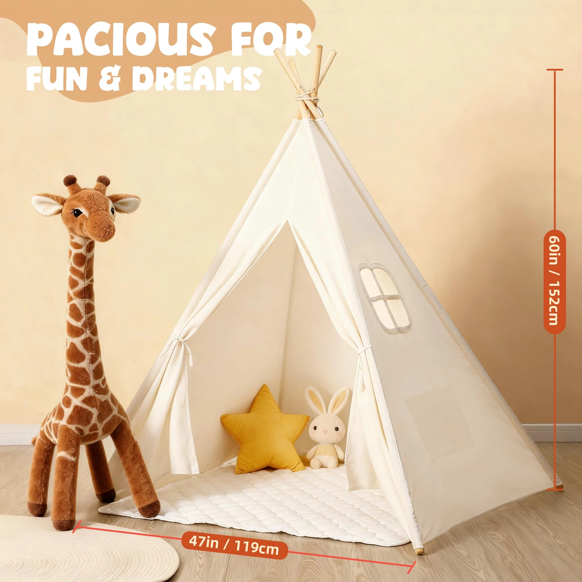 Teepee Tent - Large 47 x 47 x 61 inches