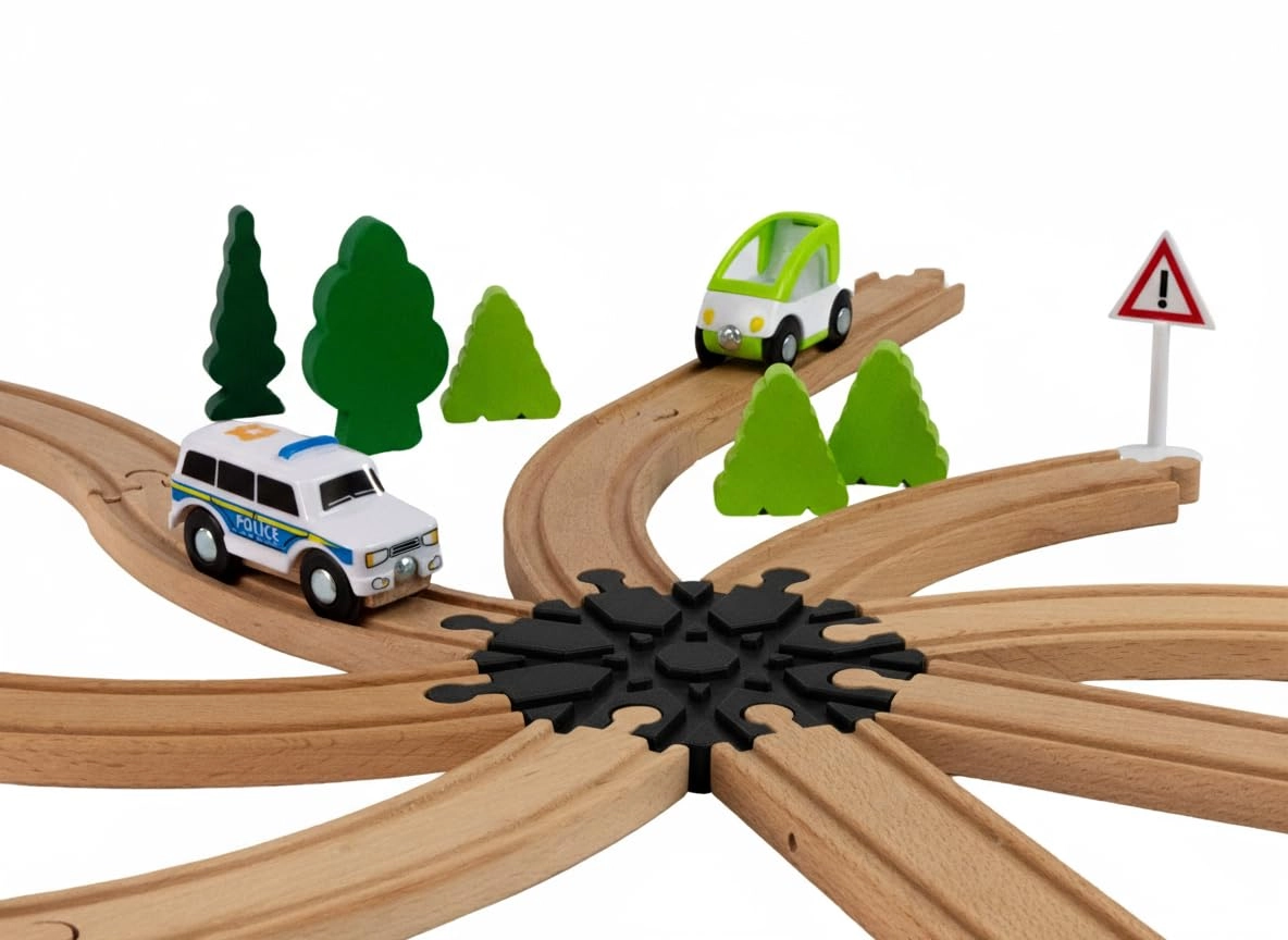 Briocks 8 Way Wooden Train Crossover - 1 pcs