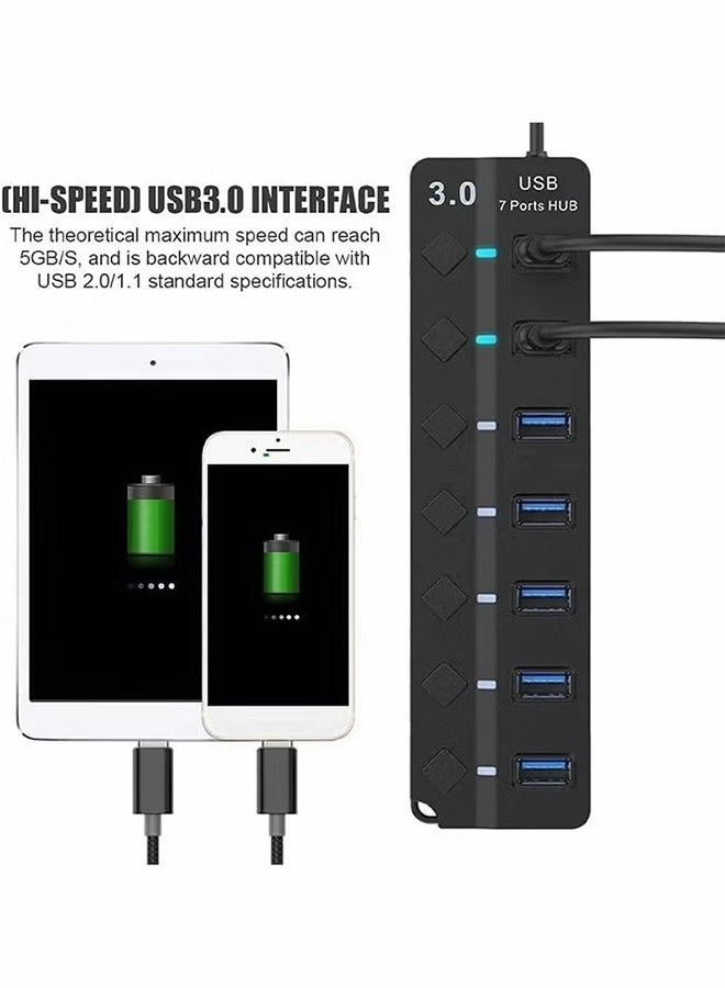 USB Hub 3.0 - 7 Ports 5Gbps Individual Switches