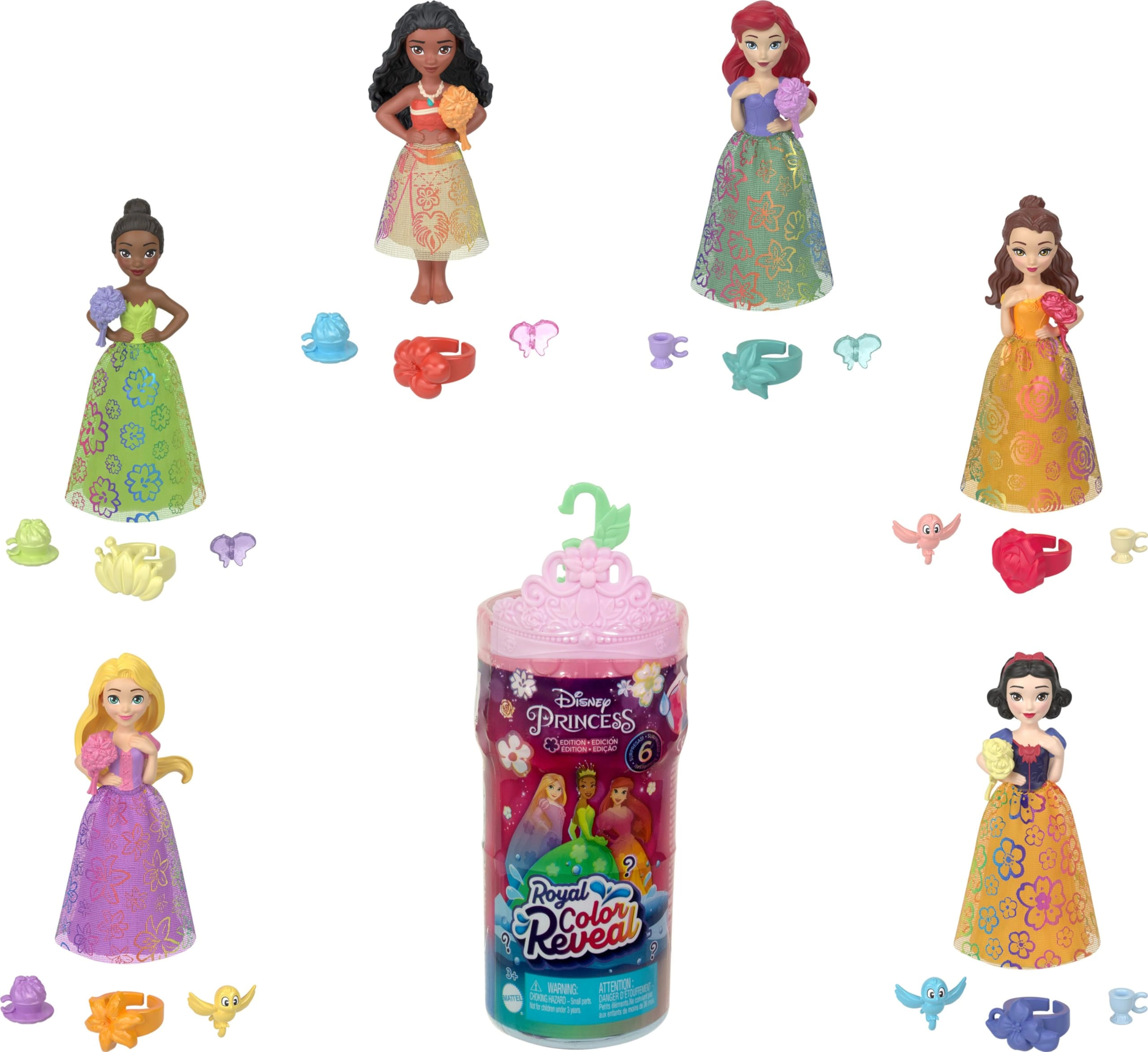Mattel Disney Princess Royal Color Reveal - Garden Party Series 6 Surprises Scented Ring