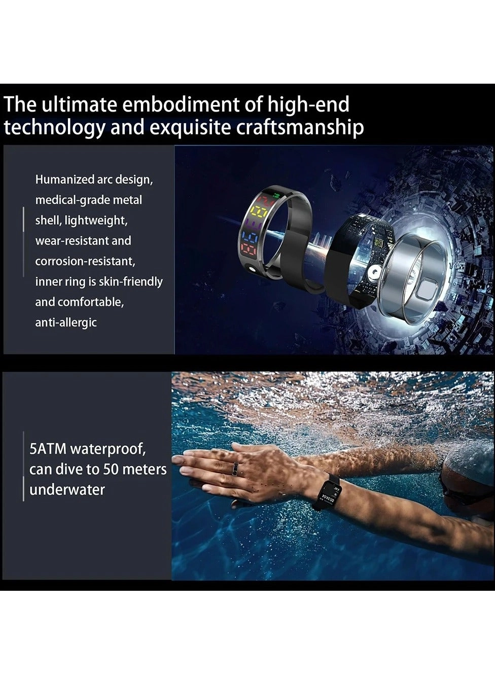 SR09 - Smart Ring IP68 Waterproof Heart Rate Monitor