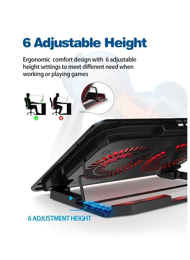 Laptop Cooling Pad - 1200RPM 6 Heights Adjustment 2 USB Port