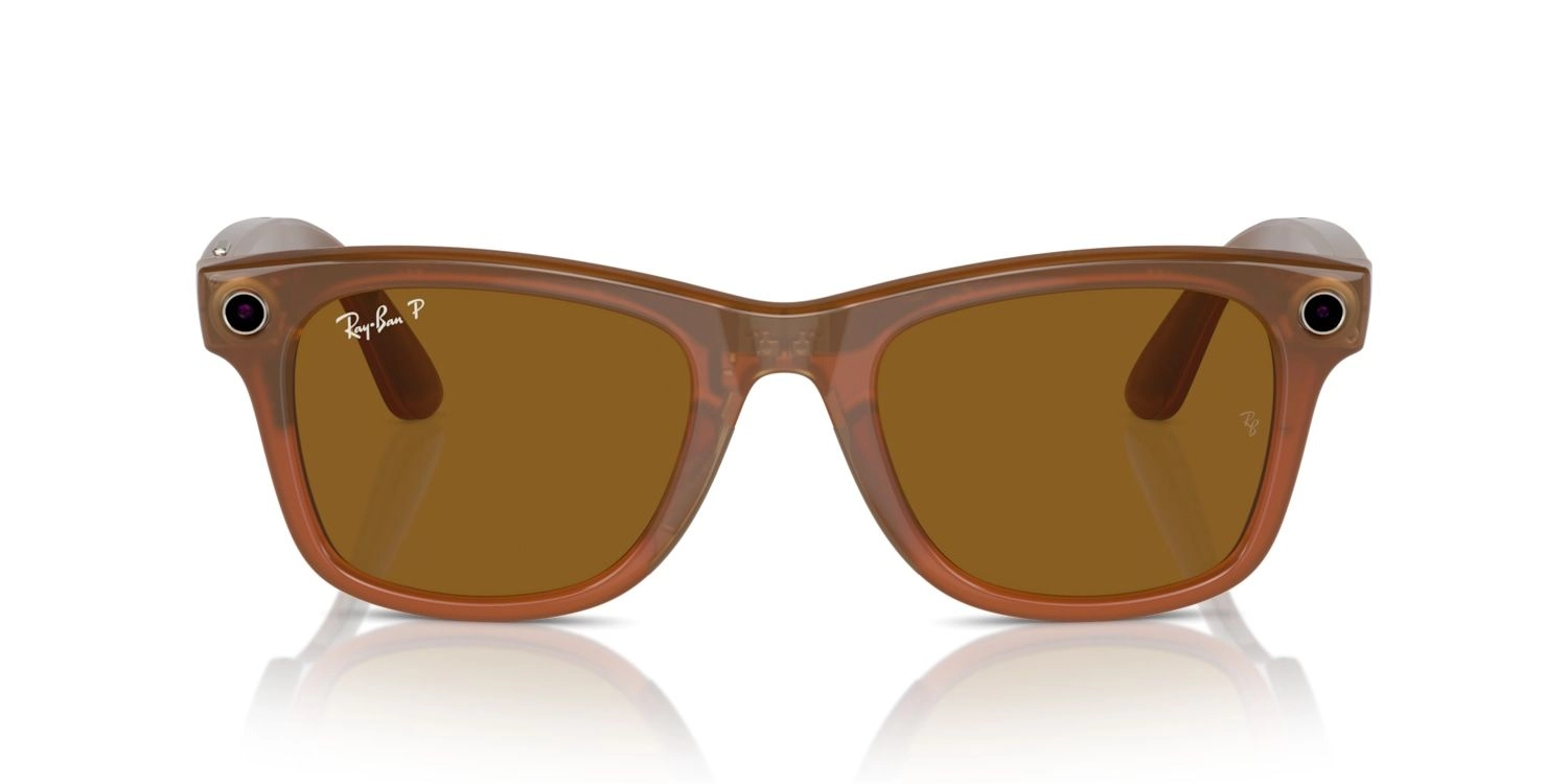 Ray-Ban Meta Wayfarer - Shiny Caramel Polarized Brown 53-22-155