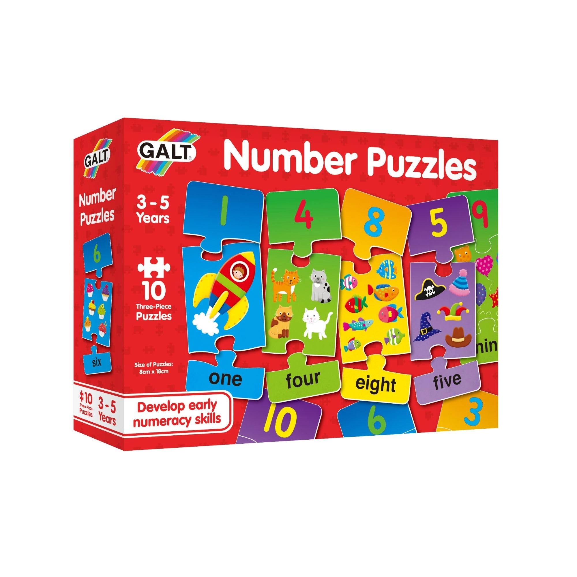 Galt Toys Number Puzzles - 3 Years Plus 3 pieces
